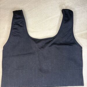 Women's Black Ribbed Crop Top